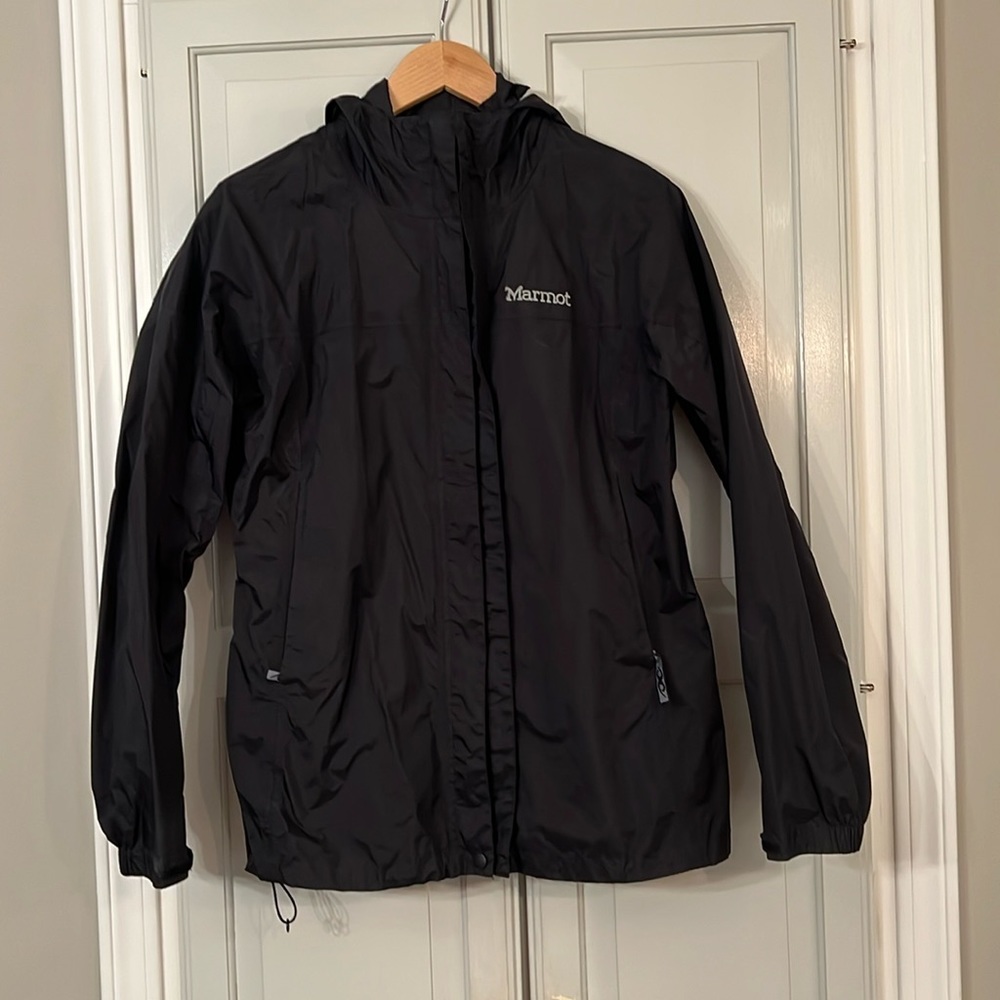 Women’s Marmot Black Rain Parka sz Large
